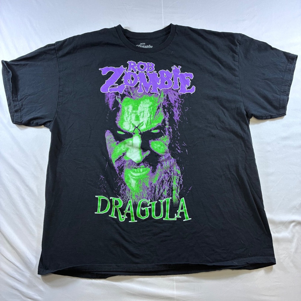 Rob Zombie Dragula Graphic T-Shirt Mens 2XL Black Neon Green Purple 2023 Tee